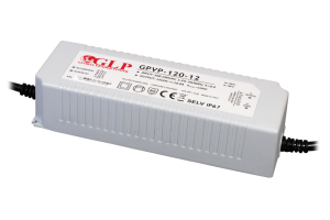 GLP PSU: 12V/10A, CV, PFC, IP67, plastic case, double insulation wires