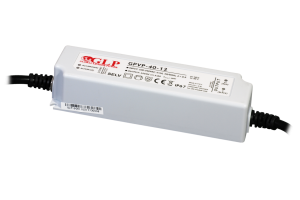GLP PSU: 12V/3.5A, CV, PFC, IP67, plastic case, double insulation wires