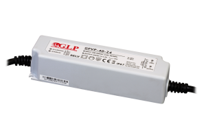 GLP PSU: 24V/1.7A, CV, PFC, IP67, plastic case, double insulation wires