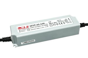 GLP PSU: 24V/2.5A, CV, PFC, IP67, plastic case, double insulation wires
